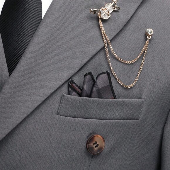 Men’s Double-breasted Notched Lapel Two-Piece Suit XS-2X - Picture 3 of 9